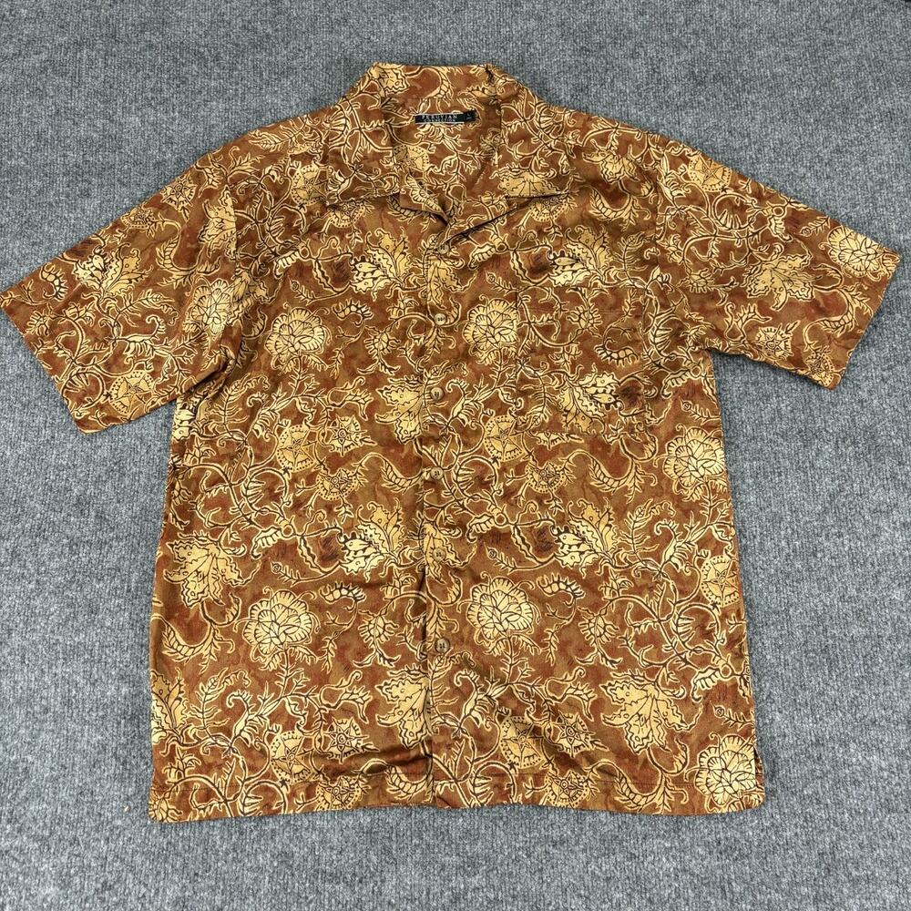 PERUVIAN CONNECTION Mens Size Large Cotton Floral Print Hawaiian Shirt